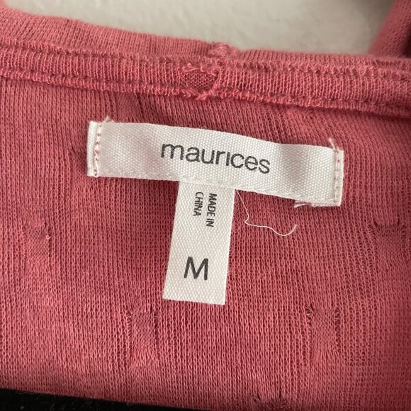 Maurices Women M Coral Swiss Dot Casual Pockets Open Front Hooded Cardigan - Picture 8 of 12